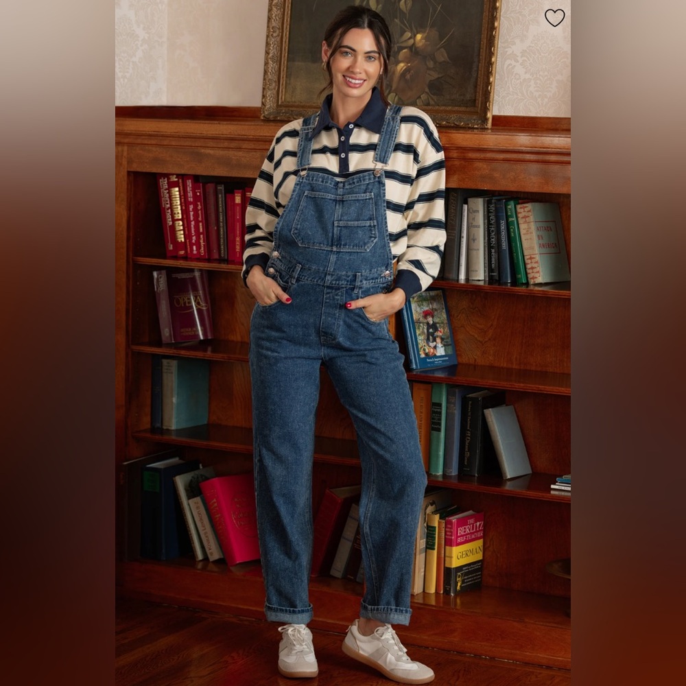 Pinkblush Blue Wash Rolled Cuff Maternity Denim Overalls - Medium